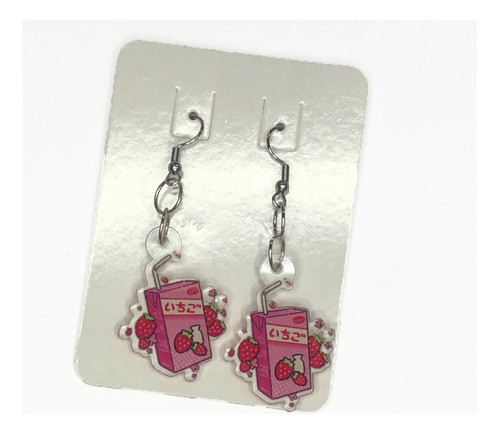 Par Aros Lechita Frutilla Japon Acrilico Y2k Aesthetic 0