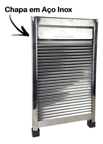Tábua Com Esfregadeira Aço Inox Para Lavar Roupas Tanque 1