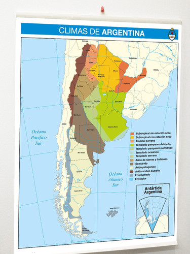 Mapa De Climas De Argentina Para Colgar 75x120 0