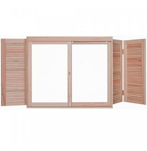 Janela De Madeira Veneziana 100x80cm Com Caixilho 12cm  Ewk 1