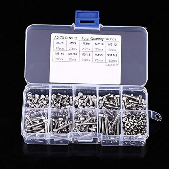 340 Piezas Acero Inoxidable 304 Tapa Hexagonal Tapa Tornillo 0