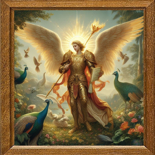 Cuadro De Arte Digital Arcángel Jofiel 50x50cm Pieza Única 0