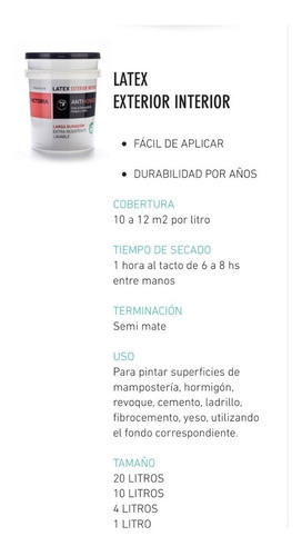 Latex Ext Int Antihongos Blanco Victoria 20 Lts Dimension Co 1