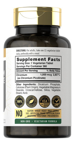 Suplemento Carlyle Ultra Chromium Picolinato 1000mcg 360 Tab 1