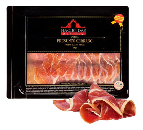 Jamon Serrano Presunto Cru Espanhol Fatiado Extra Fino 100g 0