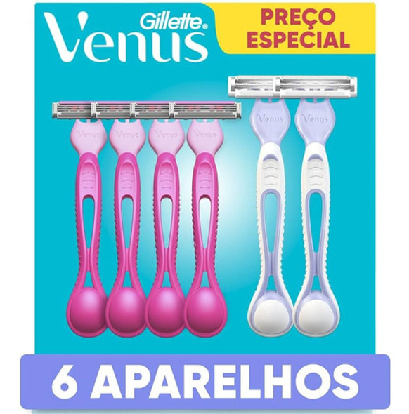 Kit Gillette Venus Suave Aparelho Feminino P/ Depilar 6 Unid 1