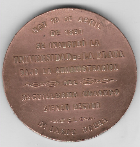 !!! Medalla Inaguracion De La Univesidad De La Plata 1897 !! 1