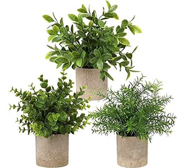Juego De Plantas Artificiales En Maceta De 3 Pequeñas Planta 0