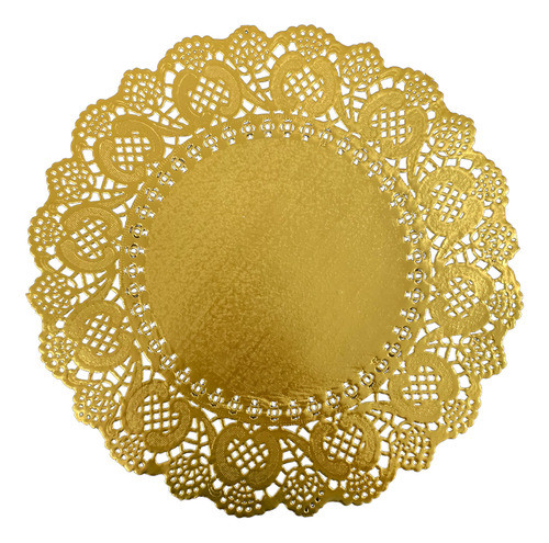 Fundo Bandeja Redondo Papel Rendado Dourado 18,5cm 40un 0