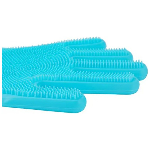 Guantes De Silicona Con Esponja Incorporada Para Lavar Plato 0