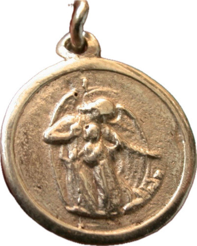 Colgante Medalla Plata 925 Angel Guarda Unisex Religios Luli 0