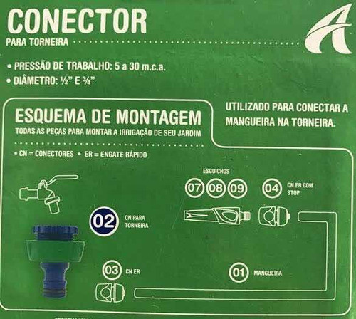 Conjunto 1 Bico Torneira 3/4 - 1/2 + 1 Engate Rápido Amanco 1