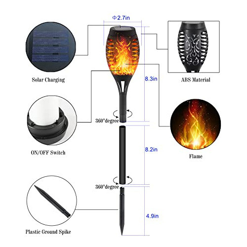 Antorcha Llama Solar Parpadeante Luces Antorcha Solar Led 8x 1