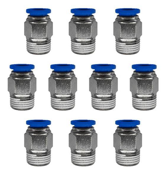 Conector Recto Neumatico 1/8 - 10mm Rosca Macho X10 U 0