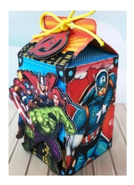 10 Cajitas Milk Box En 3d De Los Vengadores 1
