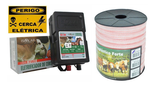 Fita Cerca Elétrica 200m X 12mm + 01 Eletrificador 0,6j 220v 0