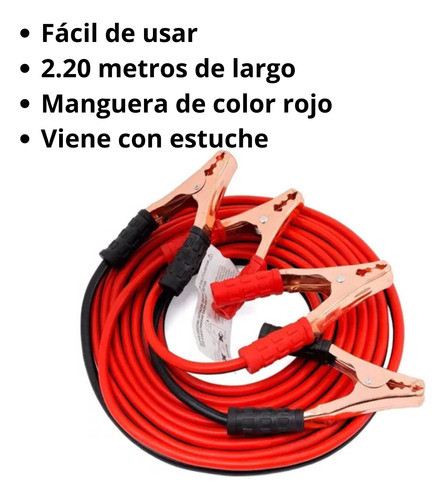 Cable Puente Bateria Pasa Corriente Auto 2 Metros Cobre 1