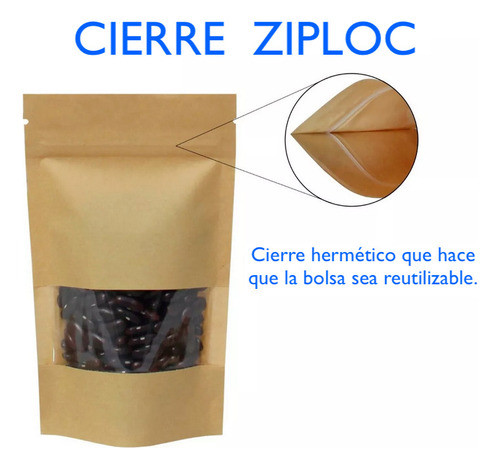 Bolsas Kraft Con Visor Y Cierre Ziploc 10 X 9 Cm 1