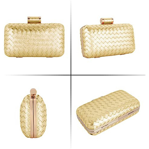 Bolso De Poli Algodon Y Metal De Noche Patron Celosia-dorado 1