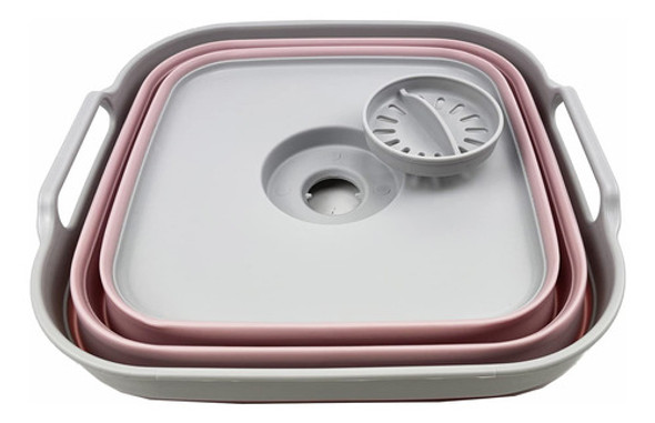 Lavavajillas Plegable Portatil Para Camping 10l Gris/rosa 1