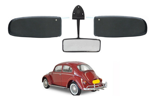 Retrovisor Interno + Quebra Sol Preto Fusca Até 1974 0
