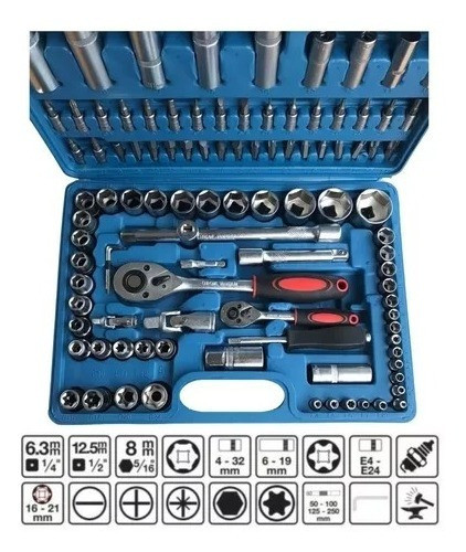 Kit Juego De Llaves Tubos Y Puntas Combinadas 108 Pza Valija 1