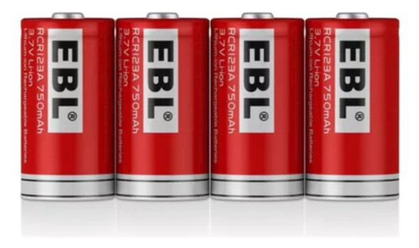 4 Pilas Ebl Cr123a Litio Recargables 750mah Con Cargador 1