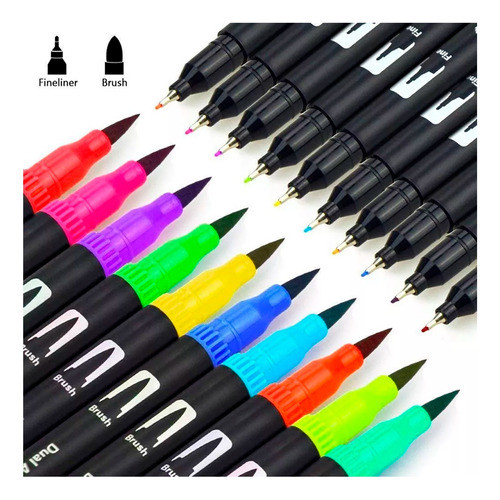 Marcadores Fibrones Doble Punta X 20 Colores Draw Jj-82620 1
