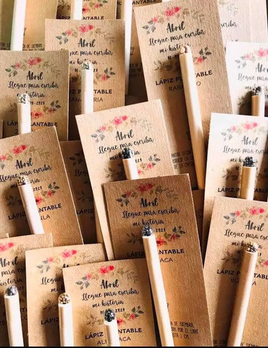 25 Lápiz Plantable Semilla Natural Personalizado Via Afra 1