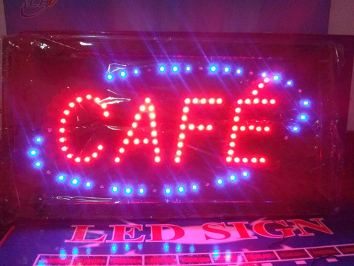 Cartel Led Cafe  Abierto  O La Palabra Que Quieras X 10 Unid 1