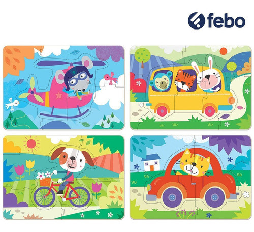 Puzzle Educa Baby Vehículos 4 En 1 Febo 1