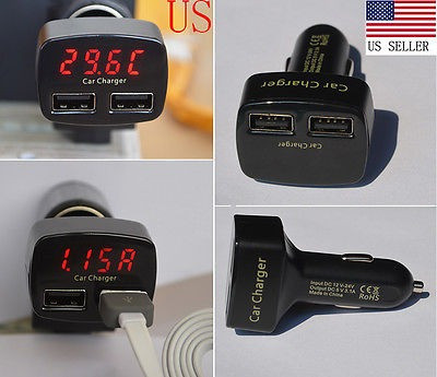 Dual Usb Coche Cargador Voltaje Actual Medidor Probador Auto 0