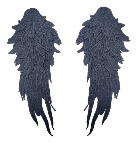 Apliques De Asas De Anjo, 2 Peças, Enfeites Florais, Preto 0