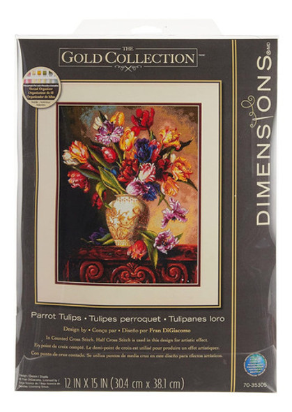 Kit De Bordado De Tulipanes Loro 14 Cuentas, 30x38 Cm 0