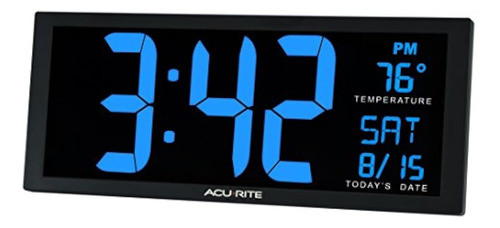 Acurite 75152m - Reloj Led Azul De Gran Tamaño Con Temperatu 1