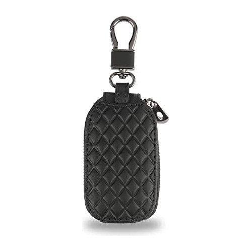 Funda Llavero Llave Auto Cuero Negro Con Cierre Y Mosqueton 0
