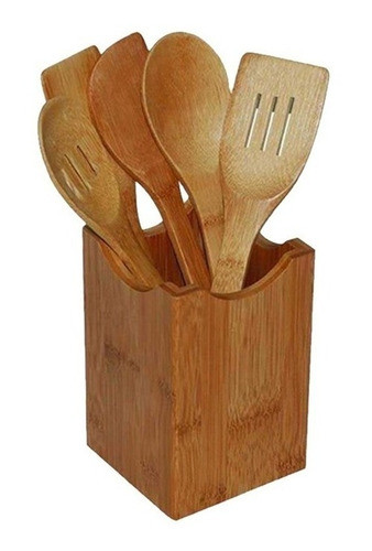 Set 6 Pzas Utensilios Madera Bamboo 0