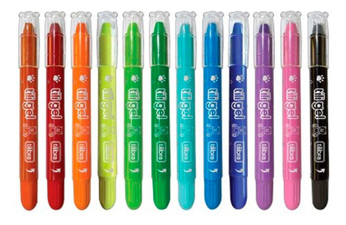 Giz Retrátil Tili Gel 12 Cores Estojo Maleta Tilibra 1