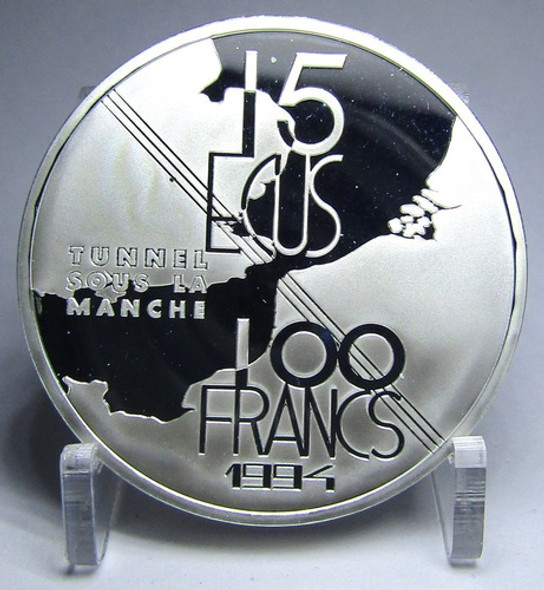 Francia 100 Francos 15 Euros 1994 Plata Canal De La Mancha 1 Francia 100 Francos 15 Euros 1994 Plata Canal De La Mancha 1