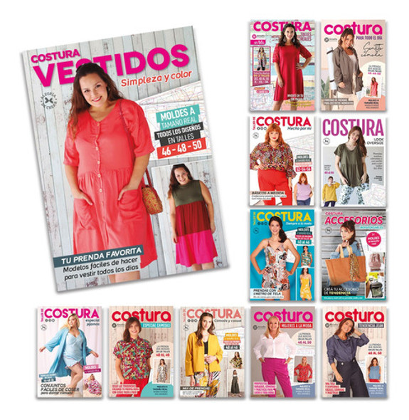 Revistas Costura Mujer + Moldes Tamaño Real Pack X12 Arcadia 0
