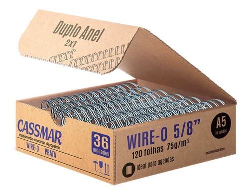 Wire-o Para Encadernação A5 5/8 2x1 Para 120fls Prata 36un 0