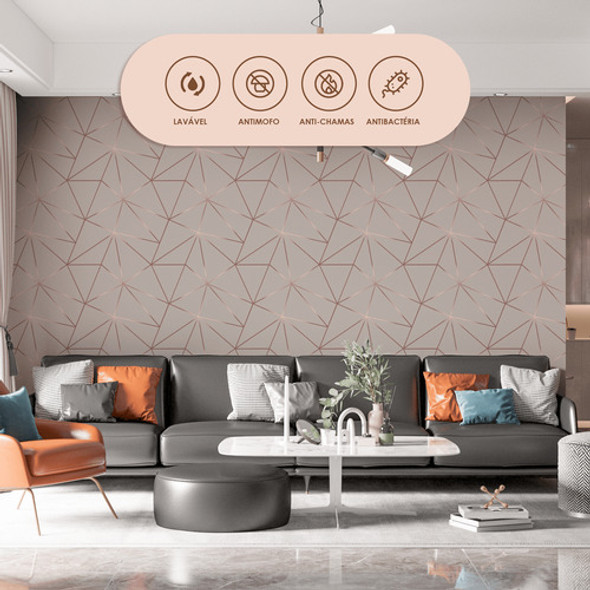 Papel De Parede Adesivo Zara Rosa Rosê Gold Quarto Sala 12m 1
