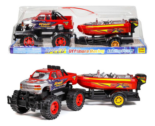 Camión Monstruo Con Trailer Para Barco, 45 Cm De Largo 0