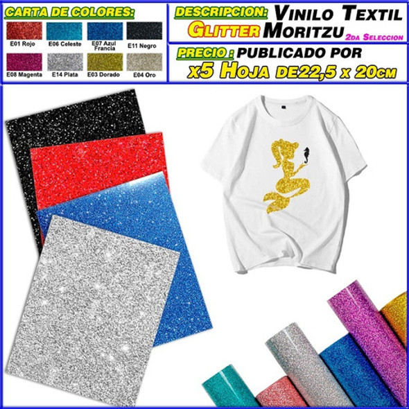 Vinilo Textil Plotteable Glitter Economic De 22x20cm Moritzu 1 Vinilo Textil Plotteable Glitter Economic De 22x20cm Moritzu 1