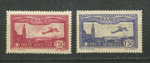 Francia Sellos Estampillas Yvert Aereo 5 - 6 Mh 1930 0
