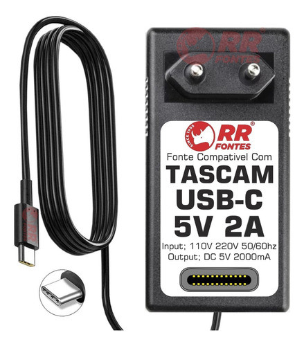 Fonte 5v Usb-c Para Gravador Portátil Tascam Portacapture X8 0