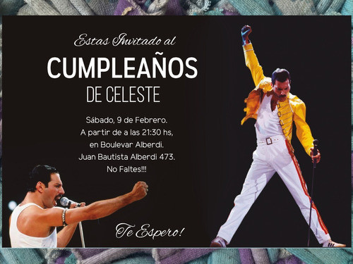 20 Invitaciones Freddie Mercury Queen Cumpleaños 0