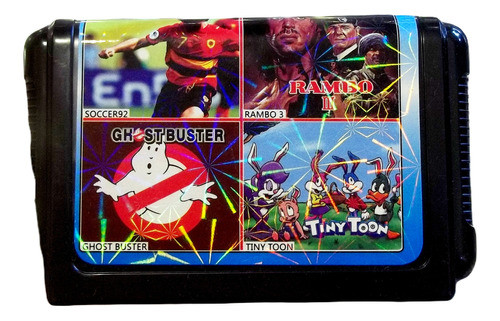 4 In 1 Tiny Toons Tecmo World Cup '92 Rambo 3 Crude Buster @ 0
