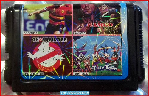 4 In 1 Tiny Toons Tecmo World Cup '92 Rambo 3 Crude Buster @ 1