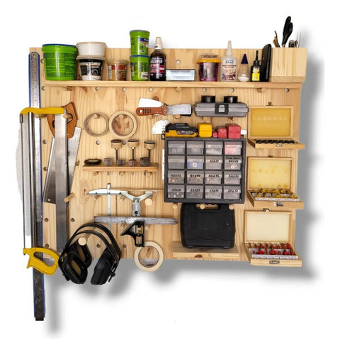 Painel Pegboard 60x60cm - Pinus 0